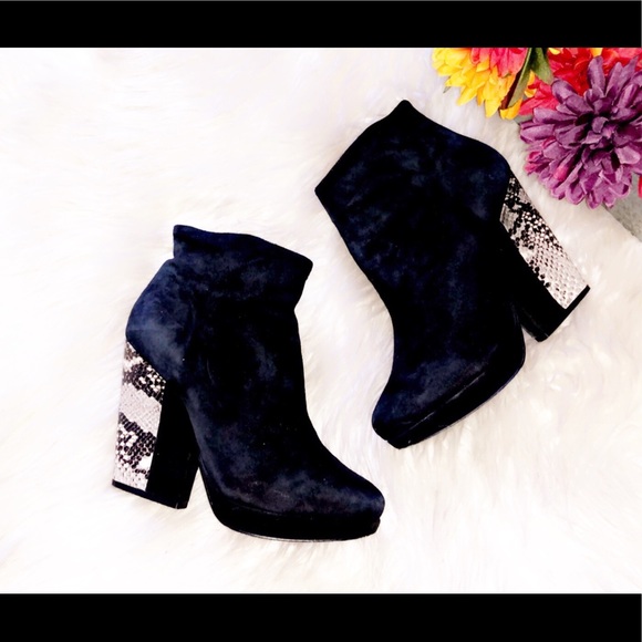 Pour La Victoire Shoes - POUR LA VICTORIE Suede Back Snake Bootie